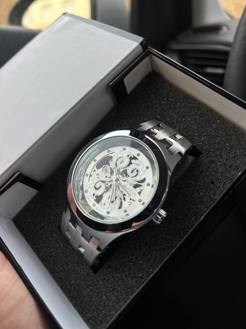 🕰️ montre swatch fleur argente-blanc