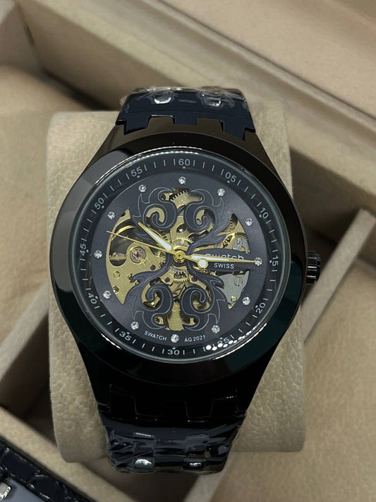 🕰️ montre swatch fleur noir-noir